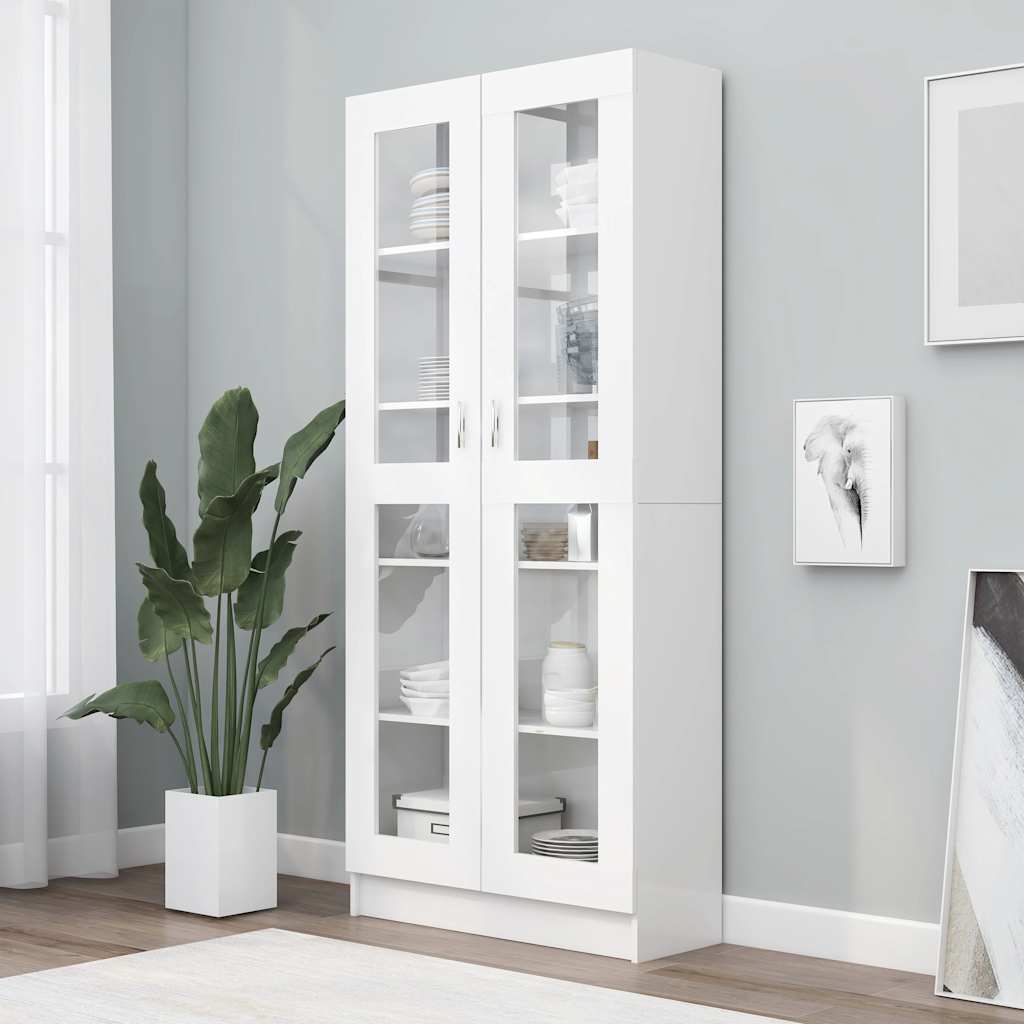 Vitrine Cabinet White 82.5x30.5x185 cm Engineered Wood